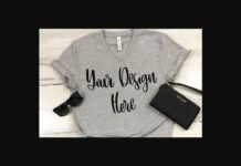 Athletic Heather Styled V-Neck T-Shirt Mockup Photo Poster 1