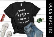 Black Gildan 5000 Mockup T-Shirt Female Poster 1