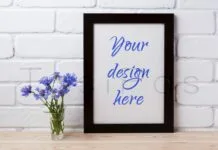 Black Brown Poster Frame Mockup with Cornflower Black Brown Poster Frame Mockup with Cornflower Poster 1
