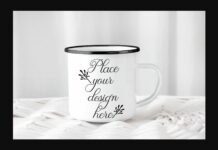 Black Rim Enamel Camp Mug Mockup Poster 1