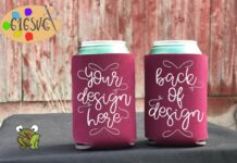 Burgundy Can Cooler Mockup Poster 1