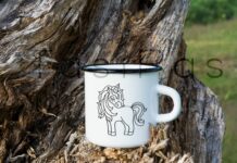 Campfire Enamel Mug Mockup with Stump. Poster 1