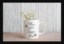 Coffee Mug Mockup Rustic Spring Photo Poster 1