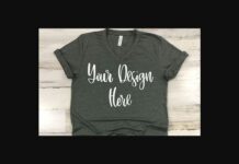 Dark Heather V-Neck T-Shirt Mockup Photo Poster 1