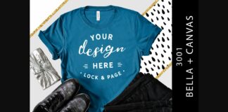 Deep Teal Bella Canvas 3001 Tee Mockup Poster 1