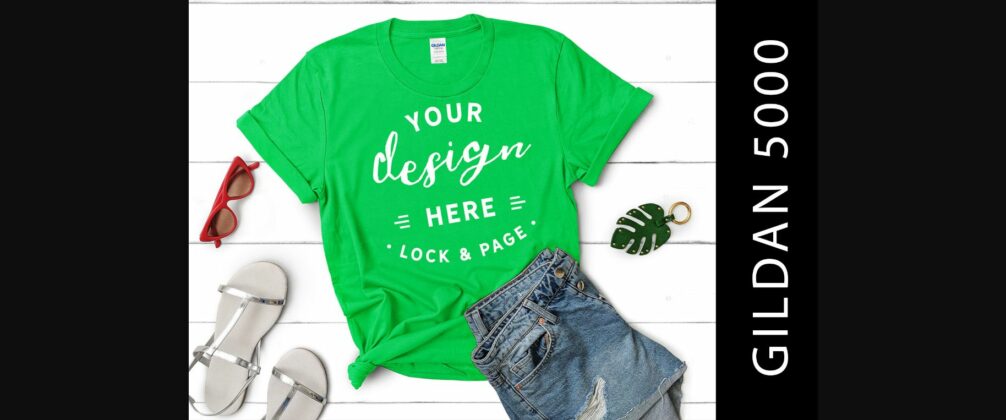 Electric Green Gildan 5000 TShirt Mockup Poster 1