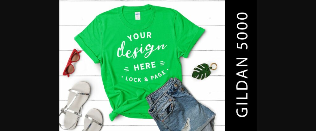 Electric Green Gildan 5000 TShirt Mockup Poster 1