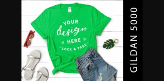 Electric Green Gildan 5000 TShirt Mockup Poster 1