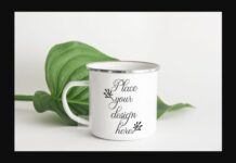 Enamel Tin Campfire Modern Mug Mockup Poster 1
