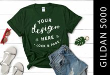 Forest Green Gildan 5000 Mockup TShirt Poster 1