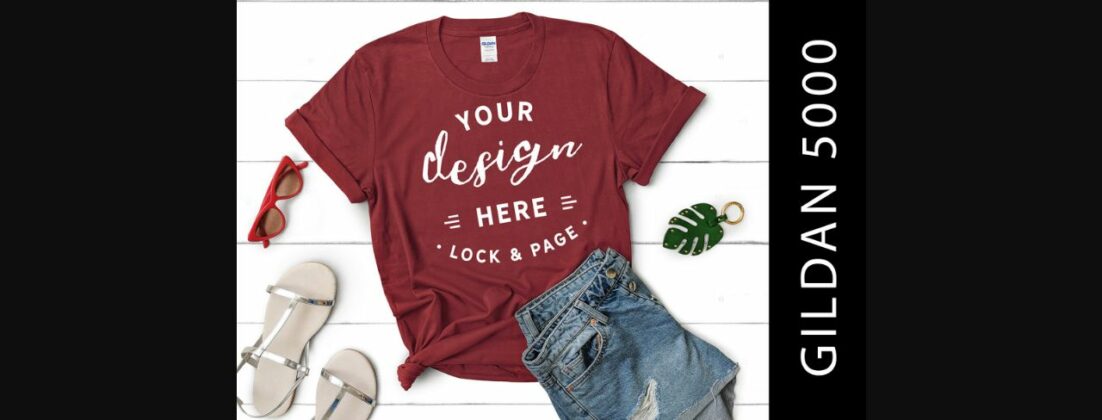 Garnet Gildan 5000 Girls T Shirt Mockup Poster 1