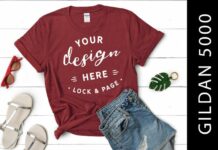 Garnet Gildan 5000 Girls T Shirt Mockup Poster 1