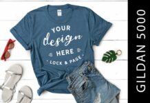 Girls Indigo Blue Gildan 5000 Mockup Tee Poster 1