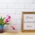 Gold Decorated Frame Mockup with Magenta Pink Tulips.