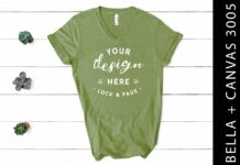 Heather Green Bella Canvas 3005 Mockup Poster 1