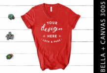 Heather Red Bella Canvas 3005 V Neck Poster 1