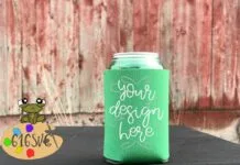 Kelly Green Can Cooler Mockup Poster 1