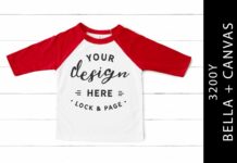 Kids Red Bella Canvas 3200Y Tee Mockup Poster 1