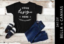 Kids Solid Black Bella Canvas 3413Y Mock Poster 1