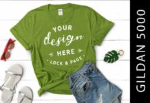 Kiwi Gildan 5000 Knotted T Shirt Mockup Poster 1