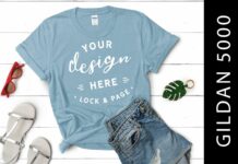 Light Blue Gildan 5000 T Shirt Mockup Poster 1