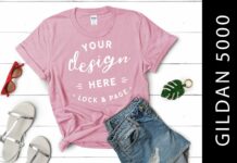 Light Pink Gildan 5000 T Shirt Mockup Poster 1