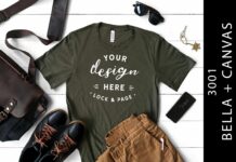 Male Army Bella Canvas 3001 Shirt Mockup Poster 1