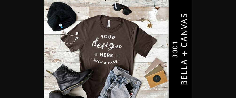 Male Bella Canvas 3001 Brown Mockup Tee Poster 1