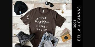 Male Bella Canvas 3001 Brown Mockup Tee Poster 1