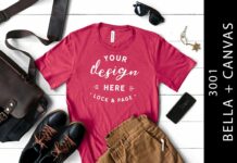 Male Berry Bella Canvas 3001 Tee Mockup Poster 1