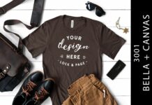 Male Brown Bella Canvas 3001 Tee Mockup Poster 1