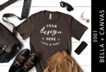 Male Brown Bella Canvas 3001 Tee Mockup Male Brown Bella Canvas 3001 Tee Mockup Poster 1
