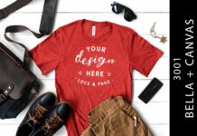 Male Heather Red Bella Canvas 3001 Tee Poster 1