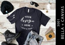 Male Heather Navy Bella Canvas 3001 Tee Poster 1