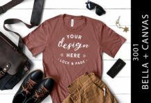 Male Mauve Bella Canvas 3001 Tee Mockup Poster 1
