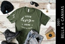 Male Military Green Bella Canvas 3001 Poster 1