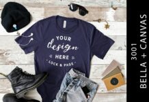 Male Navy Bella Canvas 3001 Mockup Shirt Poster 1