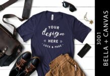 Male Navy Bella Canvas 3001 Mockup Shirt Poster 1