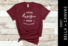 Maroon Bella Canvas 3001 T Shirt Mockup Poster 1
