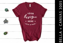 Maroon Bella Canvas 3005 V Neck Mockup Poster 1