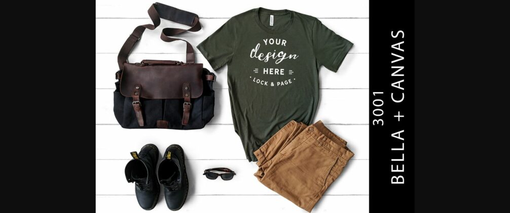 Mens Army Bella Canvas 3001 Shirt Mockup Poster 1