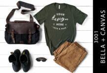 Mens Army Bella Canvas 3001 Shirt Mockup Poster 1