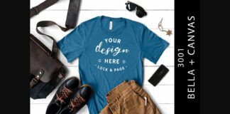 Mens Deep Teal Bella Canvas 3001 Mockup Poster 1