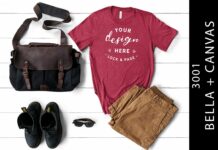 Mens Heather Raspberry Bella Canvas 3001 Poster 1