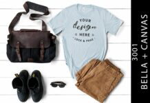 Mens Light Blue Bella Canvas 3001 Mockup Poster 1