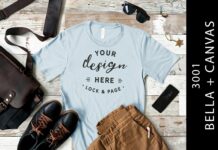Mens Light Blue Bella Canvas 3001 Mockup Poster 1