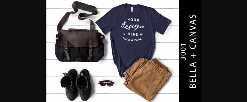 Mens Navy Bella Canvas 3001 Shirt Mockup Poster 1