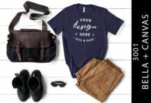 Mens Navy Bella Canvas 3001 Shirt Mockup Poster 1