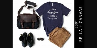 Mens Navy Bella Canvas 3001 Shirt Mockup Poster 1