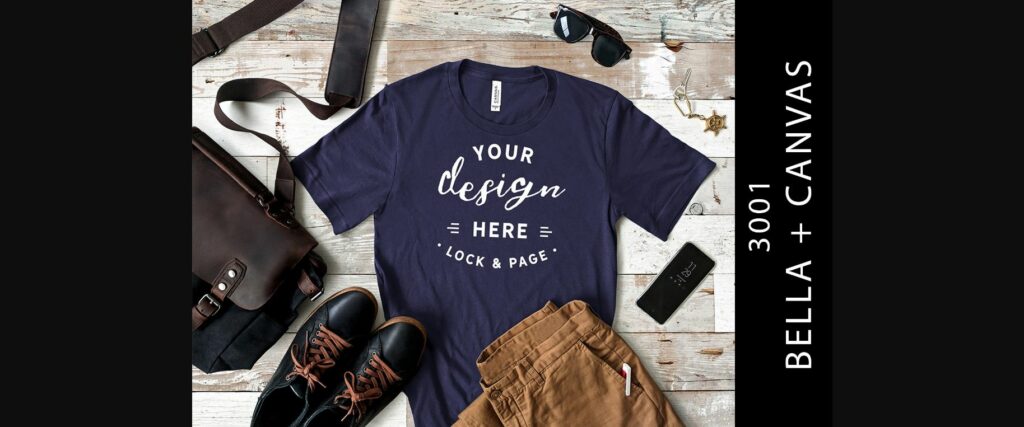 Mens Navy Bella Canvas 3001 Shirt Mockup Poster 1